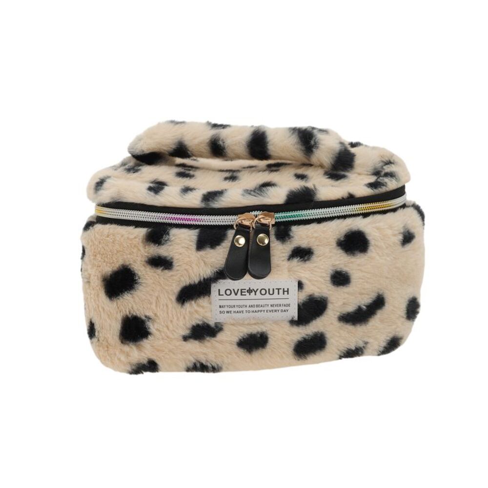 Leopard Pattern Makeup Bag for Vacation Business Travel White